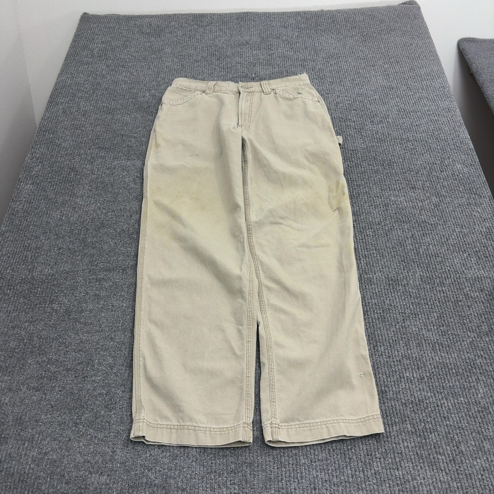 Vintage Old Navy Carpenter Pants Mens 34 Khaki Cotton Canvas Workwear Distressed